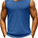 Cotrasen Mens Casual Tank Tops Ribbed Knit Sleeveless Shirt Lightweight Tee Summer Muscle T-Shirts M