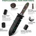 2 x Hori Hori Garden Knife, Garden Tools with Sheath for Planting,Weeding,Digging, 7" Stainless Steel Soil Knife with Cutting Edge, Full Tang Wood Handle with Hanging Hole, Black