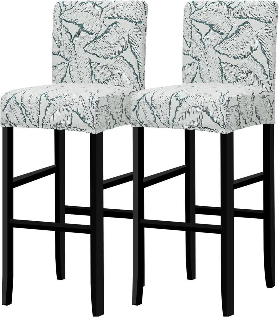 Lellen Bar Stool Covers- Jacquard Bar Stool Chair Cover with Backs,Barstool Covers Slipcovers,Stretch Barstool Seat Covers,Chair Protector Covers for Kitchen Dining Room Counter Island (2PCS, K50-g Pattern)