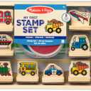 Melissa & Doug My First Wooden Stamp Set - Vehicles Kids Art Projects, Stamps with Washable Ink, Vehicle Toys for Kids Ages 4+