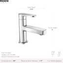 Moen Laris Chrome One-Handle Single Hole Modern Bathroom Sink Faucet with Optional Deckplate and Spring Loaded Drain Assembly, 84014