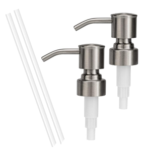 Soap Dispenser Pump Replacement 304 Stainless Steel for Regular Mouth Bottle for Standard 28/400 Thread Size Kitchen Bathroom Lotion Refill Dispenser 2 Pack(Brushed Nickel)