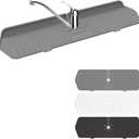 Sink Drain Mat Behind Faucet, Faucet Guard Draining Mat, 90 Foldable Tap Draining Mat for Kitchen Sink with 2 Water Ports, Faucet Drain Mats for Kitchen, Bathroom, etc (Gray, 17.7"*5.78")