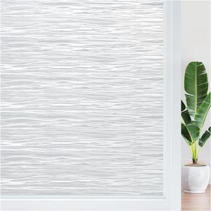 Haton Window Privacy Film, Frosted Glass Privacy Window Clings, Sun Blocking Frosting Opaque Coverings, Static Cling Removable Decorative Stickers for Home Door, Non-Adhesive 17.5" x 78.7" (Pure Wave)