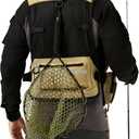 Wading Hands Free Fishing Vest for Lure, Adjustable Straps (Tan) | Built in Rod Holder, Tackle Box Pocket, 3 Heavy Duty D Rings for Landing Net, Gripper and Plier, High Water Resistant Pockets