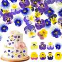 96 Pcs Natural Dried Pressed Edible Flowers for Cake Topper Decorating Cupcake Toppers Cocktails Resin Jewelry Making DIY Art Crafts(Purple,Flower Style)