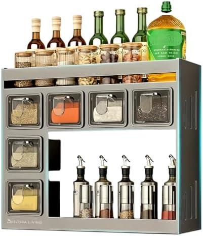 Brivora Living Spice Rack Organizer for Cabinet – Kitchen Space-Saving Storage Solution | Spice Rack Wall Mount or Countertop organizer for pantry, Bathroom or Home Decor