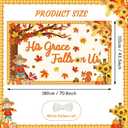 His Grace Fallis On Us Backdrop Fall Thanksgiving Banner Autumn Maple Leaves Pumpkin Fall Bulletin Board Decorations Fall Classroom Decorations Wall Decor Supplies 70.8 x 43.3 inch