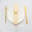 Evevde Silver Round Placemats for Dinner Table Set of 6 Metallic Plastic Vinyl Place Mats No-Slip Wipeable 6Pcs Table Mats for Daily Use Wedding Anniversary Kitchen Table Decoration(Dia:15inch/38cm)