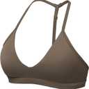 YEOREO Sports Bras for Women Strappy Padded Halter Ericie Open Back Light Impact Deep V Neck Yoga Workout Gym Tops (Small, Brown)