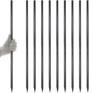 AAGUT Rebar Stakes 40 Inch 10 Pcs, 1/2" Heavy Duty Straight Ground Garden Stakes Landscpe Timber Spikes with Chisel Point End for Cement, Concrete Form, Plant Support, Black