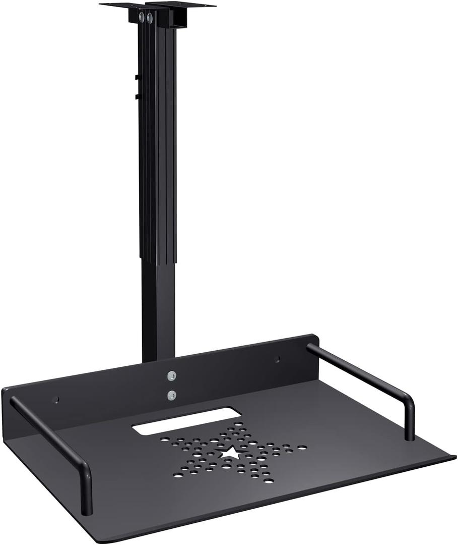 Universal Ceiling Mount with Tray, 11.4-22 inches Adjustable, No Hole Installation, Aluminum Alloy, in-Tube Cable Routing, Universal Ceiling Mount for Projector/Camera