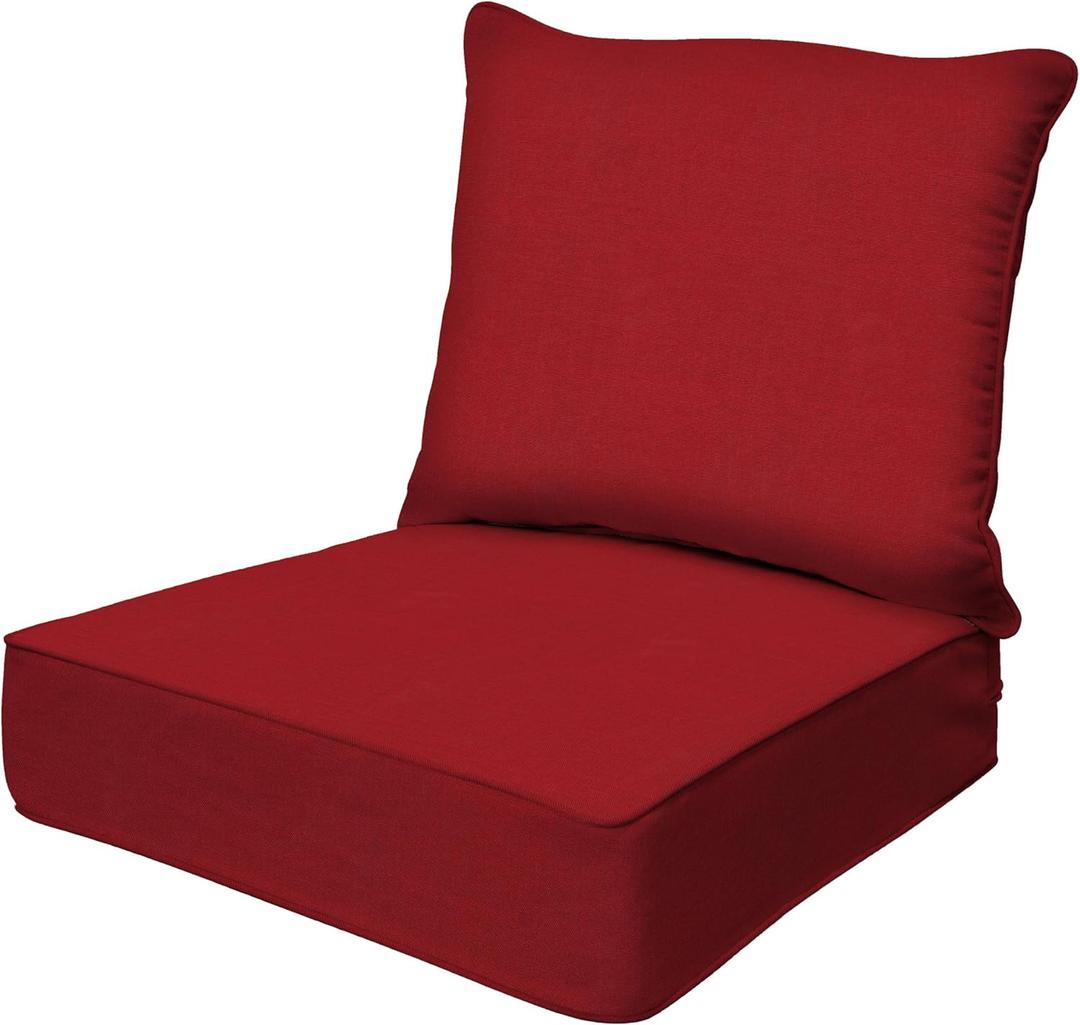Honeycomb Outdoor Deep Seat, 24" W x 23" D, Textured Solid Imperial Red Outdoor Chair Cushion