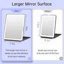 FUNTOUCH 10x7.5 Portable Large Travel Makeup Mirror with Light, 2500mAh Rechargeable Lighted Travel Makeup Mirrors with 3 Color Lights, Dimmable Folding Light Up Make up Mirror with Small 10x Mirror