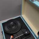 Vinyl Record Player, 3 Speeds Suitcase Portable Record Player with Built-in Speakers, Vintage Belt Driven Turntable with RCA Output/Headphone/Aux in Jack/45 Adapter Blue