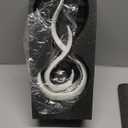 Modern Abstract Art Home Decor Accent,Contemporary Statues Coffee Table Decor for Living Room,Table Centerpieces for Dining Room,Ceramic Sculptures Knick Knacks for TV Stand Show Piece (White Silver)