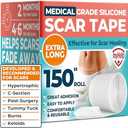Medical Grade Silicone Scar Tape - Transparent (1.6”x150”) - Visible Difference on Surgical & Keloid Scars - Reusable Silicone Scar Sheets - Easy to Use Silicone Tape for Scars