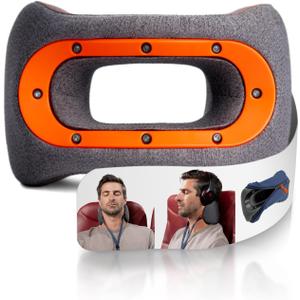 bullbird Neck Pillow for Travel & Posture Support, Orange  Ergonomic, Seat-Compatible Airplane Pillow with Neck Traction & Memory Foam for Spinal Alignment & Comfort