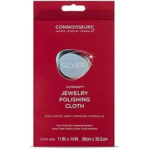 CONNOISSEURS Extra Large Polishing Cloth for Silver Jewelry - Ultrasoft Fabric with Anti-Tarnish Formula - 14x14 Inches