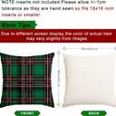 RABUSOFA Green Plaid Christmas Pillow Covers 18x18 Inch Set of 2, Winter Holiday Party Farmhouse Xmas Cushion Cases Decoration for Home Sofa Couch Outdoor (Green, 18" x 18" (Pack of 2))