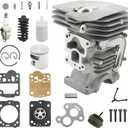 41 mm Cylinder Piston Kit 5047351-01, Replacement for Husqvarna 435 435E 440E 440 II Chainsaw, with Circlip, Cylinder Bolt, Fuel Cap, Fuel Filter, Carb Gasket, Ring, Pin