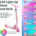 BELEEV V2 Scooters for Kids with Light-Up Wheels & Stem & Deck, 2 Wheel Folding Scooter for Girls Boys, 3 Adjustable Height, Non-Slip Pattern Deck, Lightweight Kick Scooter for Children Ages 3-12, Light Pink