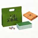 Professional Traditional Chinese Mahjong Set  - 30mm 146 Tiles Green & White Melamine with Dice,Storage Case Green
