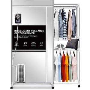 Portable Clothes Dryer, 110V -1600W Portable Dryer for Apartment, 67Inch -3 Tier Foldable Clothes Dryers Rack, Energy Saving Portable Dryer for Indoor, Travel, RV