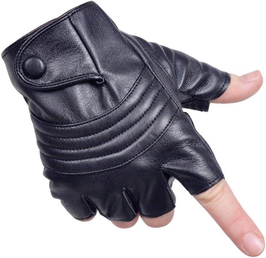 Long Keeper Fingerless PU Leather Driving Black Gloves for Men Half Finger Biker Sport Gloves