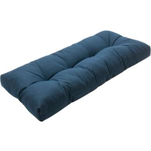 Magpie Fabrics Indoor Outdoor Bench Cushion 45"x18", Non-Slip Tufted Long Seat Pads, Patio Loveseat Cushion for Window, Garden, Swing, Settee - Navy