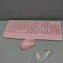 MEETION Wireless Keyboard and Mouse, Full-Sized Cordless Keyboard with Wrist Rest, 3 DPI Adjustable Mouse, Keyboard and Mouse Set with 2.4GHz USB Receiver, for PC/Computer/Laptop/Windows/Mac, Pink