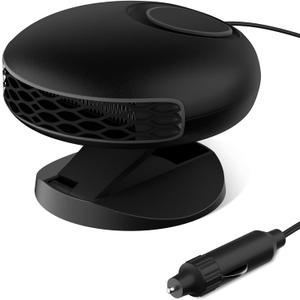 Blytra Portable Car Heater with Fast Heating and Cooling, Electronic Auto Fan Heater 12V 150W, 360° Rotatable Auto Fan for Effective Windshield Defrosting and Defogging in Vehicles, Black