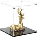 Clear Self-Assembly Acrylic Boxes for Display, Transparent Display Case with Black Base and Lid, Cube Countertop Storage Boxes Glass Case for Collectibles Models Doll Boy Figurine, 9x9x9Inch