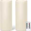 GenSwin Waterproof Large Flameless Candles with Remote for Lanterns, 2 Pack 4" x 10" Battery Operated with Timer, LED Pillar Candles Flickering for Indoor Outdoor Lanterns, Long-Lasting for Decor