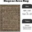 HUGEAR 9x12 Machine Washable Rugs Brown Hallway Large Area Rug Indoor Accent Rug Floral Low Pile Carpet Soft Throw Aesthetic Rug Bedroom Living Room Office Dining Room Kitchen Laundry Room