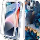 Diaclara Designed for iPhone 14 Case, Full Body Rugged Case with Built-in Touch Sensitive Anti-Scratch Screen Protector, with Camera Lens Protector for iPhone 14 6.1" (Water Blue)