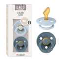BIBS Pacifiers - Set of 2 | Colour Pacifier with Anatomical Nipple | BPA-Free Natural Rubber | Made in Denmark | Baby Blue / Petrol, 6-18 Months