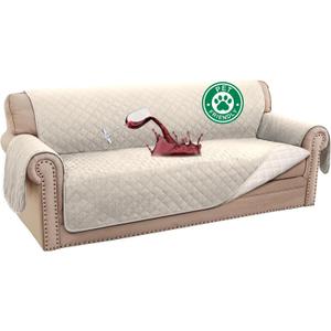 Turquoize 100% Waterproof Sofa Covers Couch Cover Sofa Cover for Dogs Couch Protector Triple Non-Slip Sofa Slipcover for 3 Cushion Couch Furniture Protector for Pets, Kids,Dog (Sofa 70", Ivory)