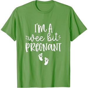 I'm A Wee Bit Pregnant Irish St Patricks Pregnancy Reveal TShirt. XL Size