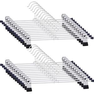 GoodtoU Pants Hangers with Clips - Skirt Hangers 24 Pack Clip Hanger for Pants Jeans Shorts Adjustable Metal Hanger for Heavy Duty