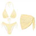Women 3 Piece Swimsuits - Sexy Triangle Bikini Sets with Cover Up Halter String Tie Side Bathing Suits Medium
