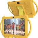Kids Tablet 7 inch Android 12.0 for Toddler, 4GB RAM 32GB ROM Bluetooth IPS Screen Parental Control Dual Camera Shockproof Case for Educational Games (Yellow)