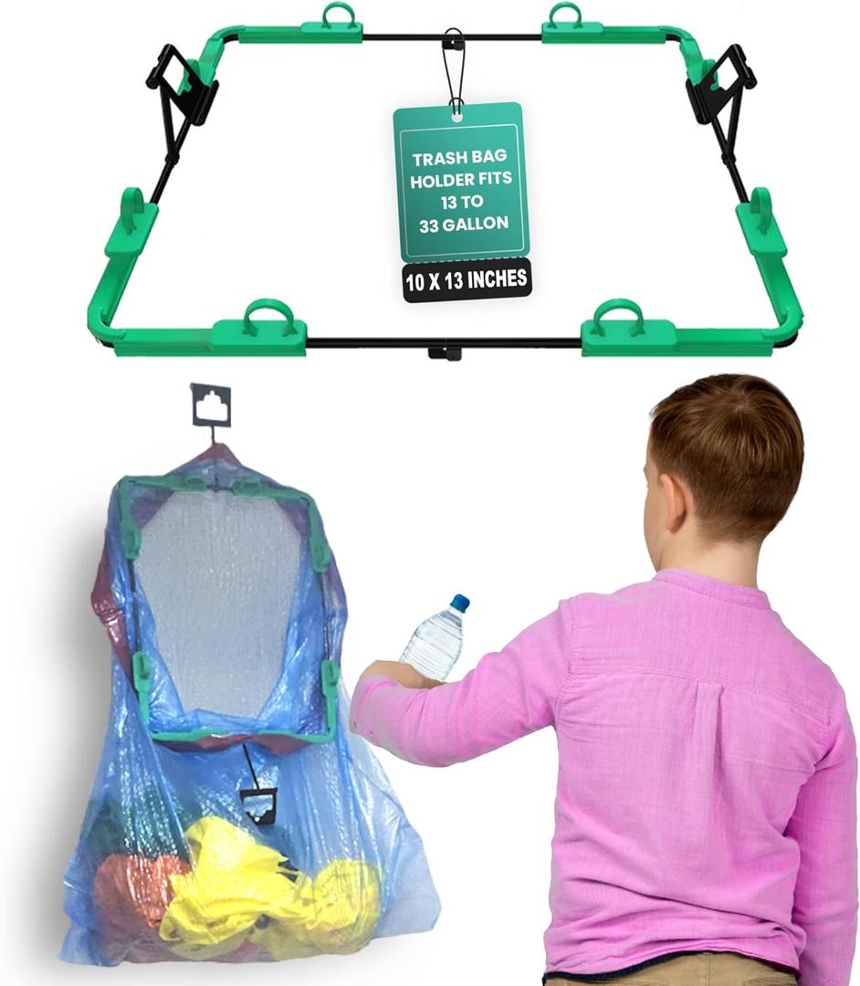 Collapsible Trash Bag Holder Stand 13-33 Gallon Garbage Bags Opener Portable Waste Bin & Storage Rack for Camping RV Outdoor Kitchen Picnic BBQ Party Can Laundry & Camper Heavy Duty Liner Hanger