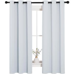 NICETOWN Room Darkening Draperies Curtains Panels, Window Treatment Thermal Insulated Grommet Room Darkening Curtains/Drapes for Bedroom (Greyish White, 2 Panels, 34 by 63)