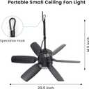 Fanspex 20.5'' Plug in Ceiling Fan with Light for Gazebo Patio Canopy Tent Porch RV, 5 Fan Speeds with Adjust Lighting & Remote Control (Black)