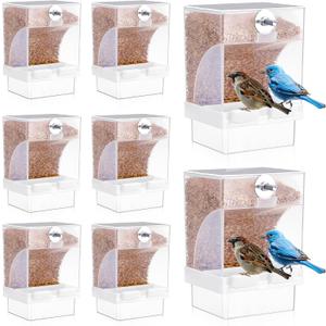 GlikCeil 8 Pcs No Mess Bird Feeder Parrot Automatic Feeder Bird Seed Container Water Dispenser for Parakeet Seed Food Container Cage Accessories for Canary Cockatiel Finch