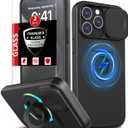 for iPhone 15 Pro Case Magnetic Compatible with MagSafe Wireless Charging,with 2 Screen Protectors,Built-in 360Kickstand Ring+Camera Cover Anti-Scratch Shockproof Heavy Duty Protection Black