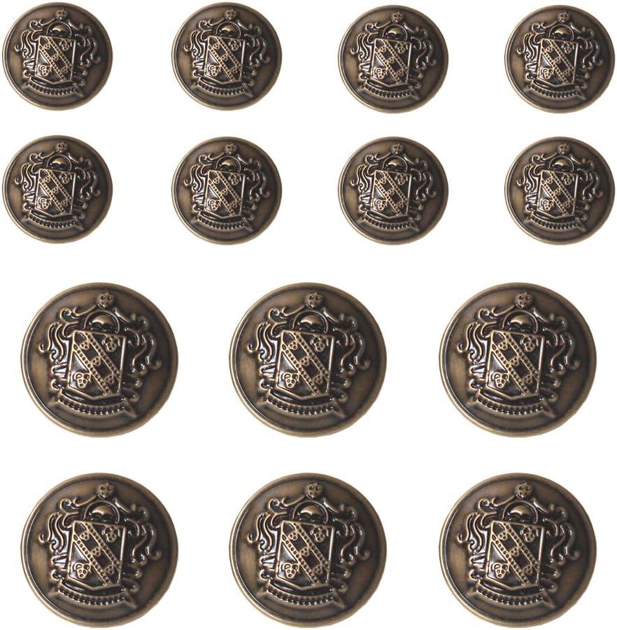 YaHoGa 14 Pieces Antique Brass Metal Blazer Buttons Set 23mm 18mm for Blazers, Suits, Sport Coat, Uniform, Jackets (MB20312)