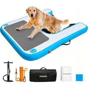 Inflatable Dog Boat Ramp, Non-Slip EVA Dog Float Floating Ramp Ladder for Pools Boats Docks, Safe & Easy Water Access for Large Dogs, Blue