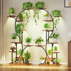 Plant Stand Indoor with Grow Lights - 9-Tier Corner Plant Shelf, 66" Tall Metal Plant Holder, Multi-Level Display for Indoor Plants, Ideal for Living Room, Patio, or Balcony, 2 Pack